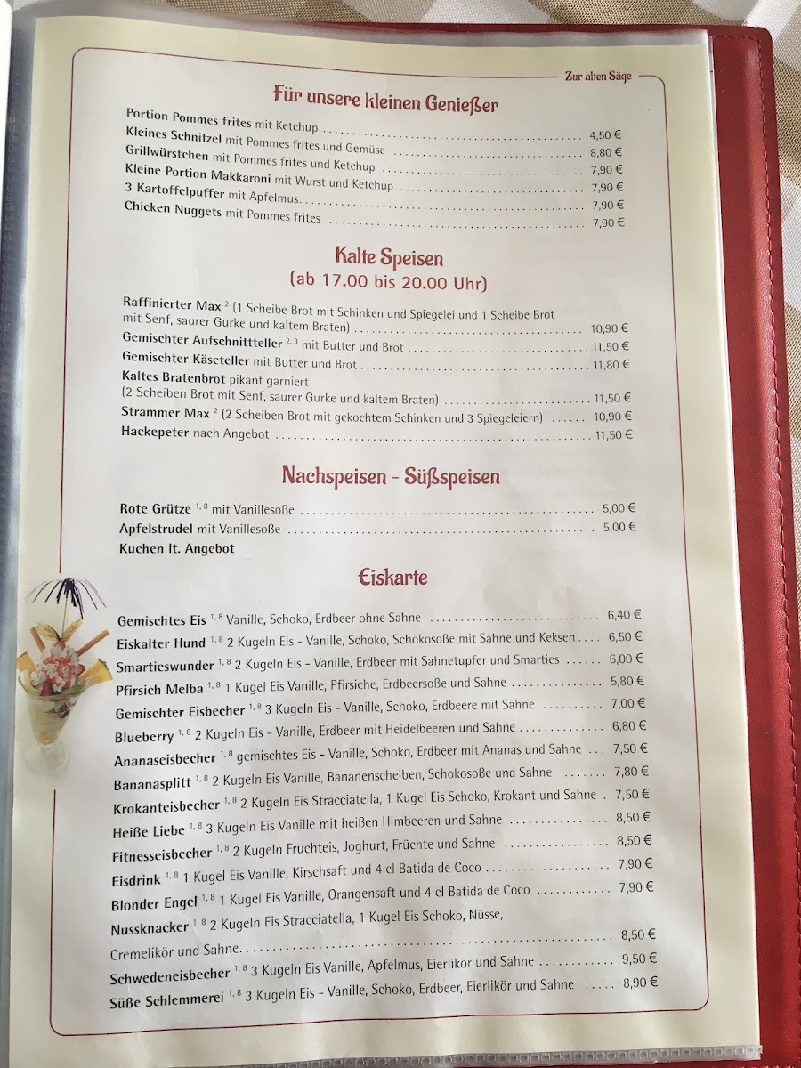 Menu Pension & Gasthaus Zur Alten Sage-2