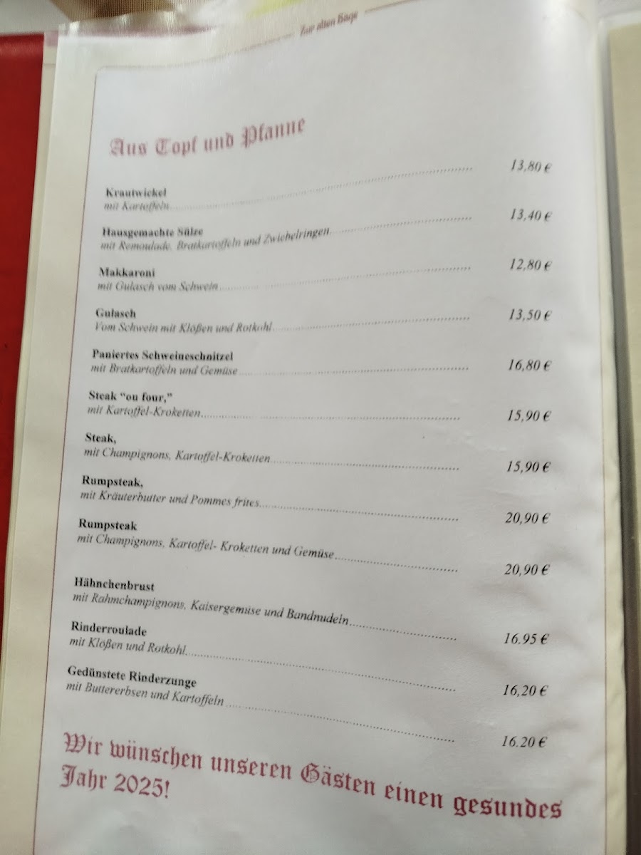 Menu Pension & Gasthaus Zur Alten Sage-3