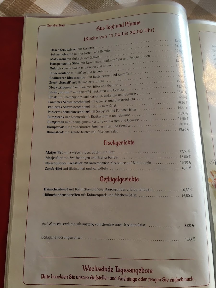 Menu Pension & Gasthaus Zur Alten Sage-5